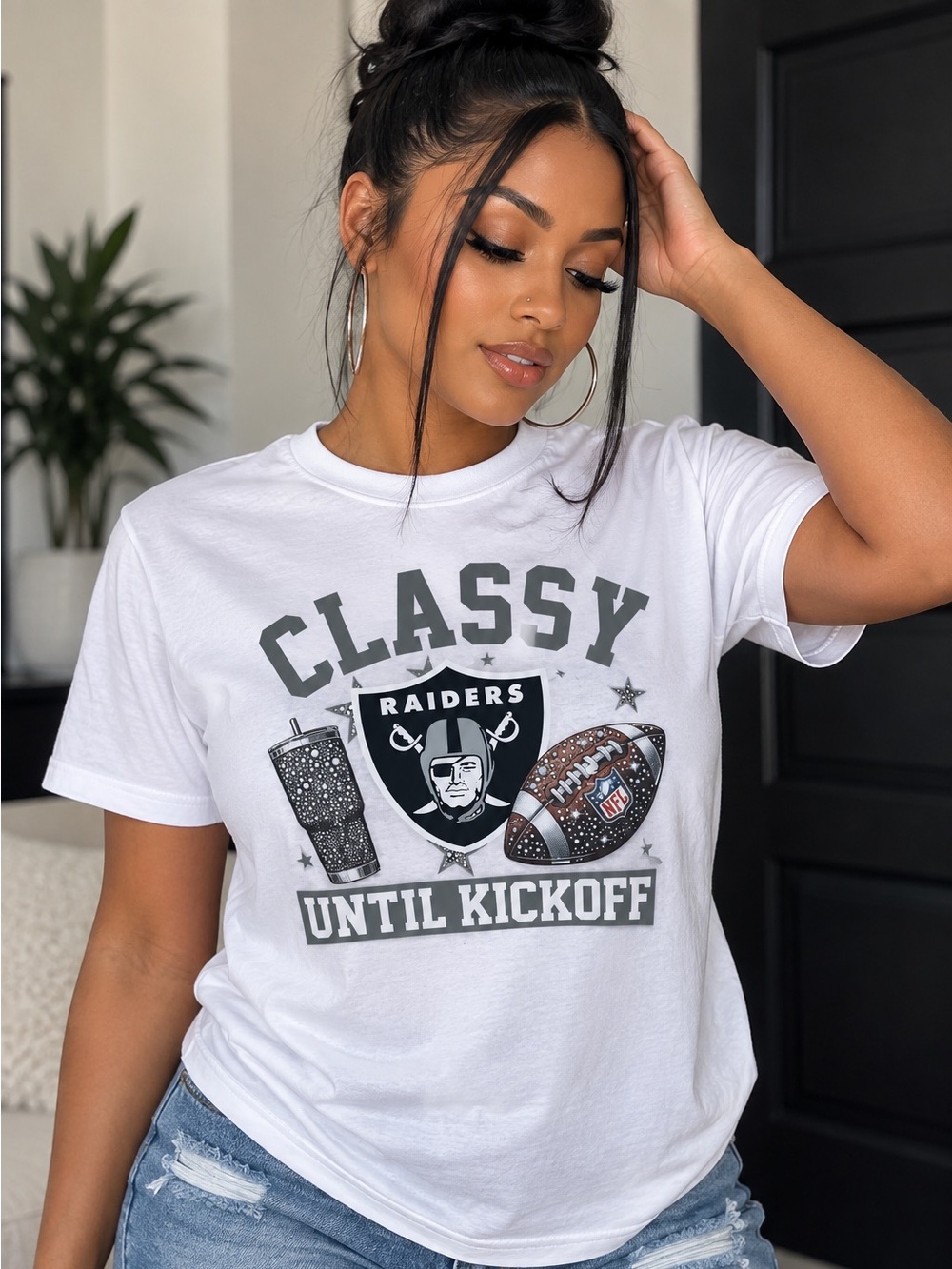 NFL White Raiders "Classy Until Kickoff" Graphic Tee